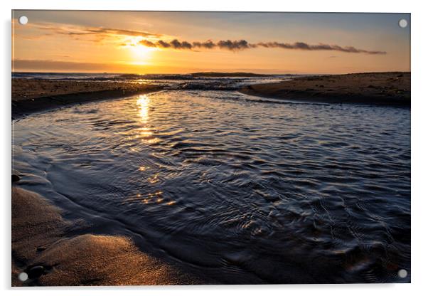 Golden Sunrise on Sandsend Beach Acrylic by Tim Hill