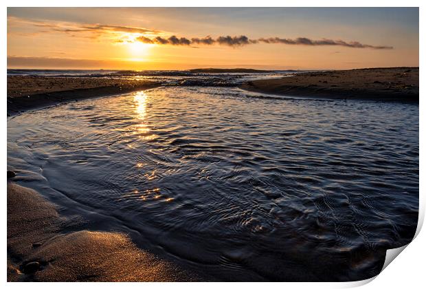 Golden Sunrise on Sandsend Beach Print by Tim Hill