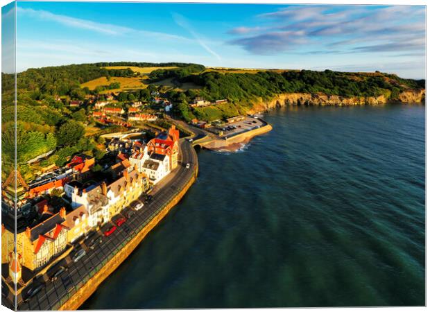 Serene Sunrise Over Aerial Sandsend Canvas Print by Tim Hill