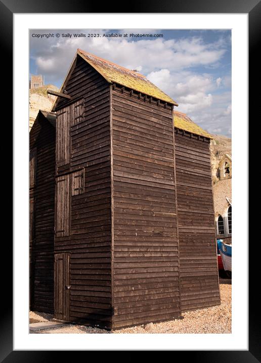 Hastings Drying Shed Framed Mounted Print by Sally Wallis