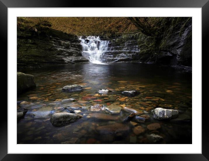 Melinllech waterfall Framed Mounted Print by Leighton Collins