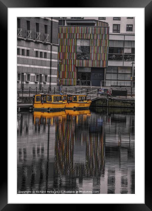 Leeds Taxi Boats Reflections Framed Mounted Print by Richard Perks