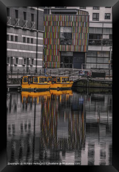Leeds Taxi Boats Reflections Framed Print by Richard Perks
