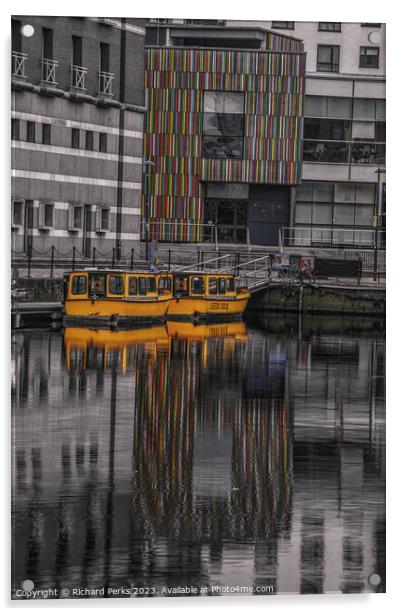 Leeds Taxi Boats Reflections Acrylic by Richard Perks