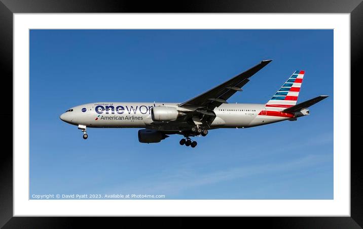 American Airlines Boeing 777 Pano       Framed Mounted Print by David Pyatt