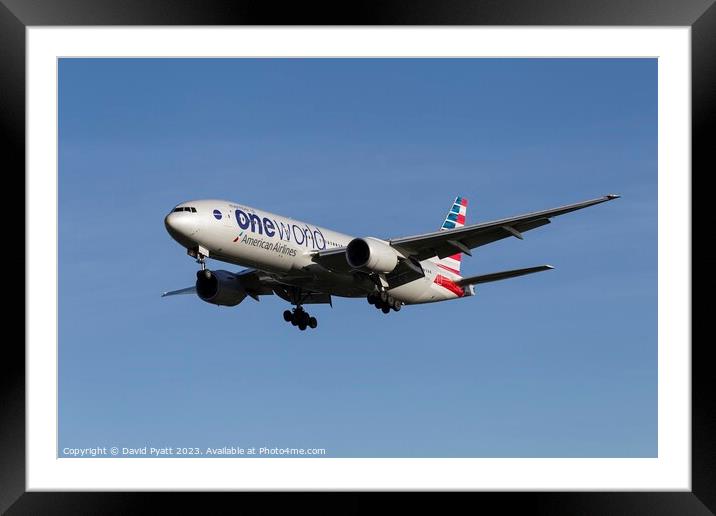 American Airlines Boeing 777-223 Framed Mounted Print by David Pyatt