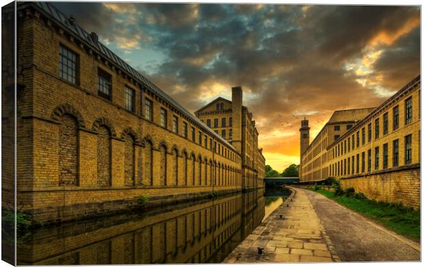 The Enchanting Salts Mill at Sunset Canvas Print by Tim Hill