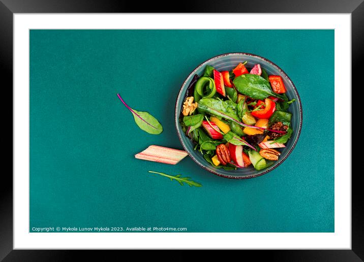 Healthy salad with rhubarb, vegan salad Framed Mounted Print by Mykola Lunov Mykola