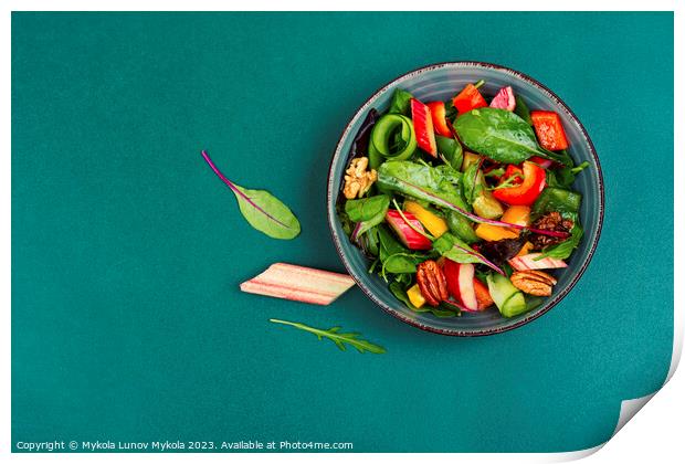 Healthy salad with rhubarb, vegan salad Print by Mykola Lunov Mykola
