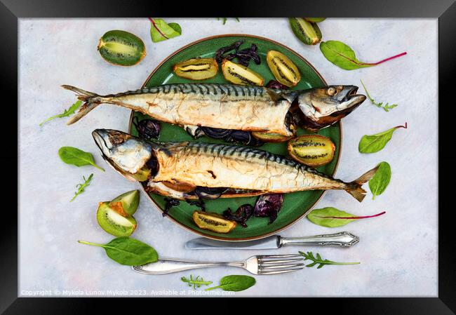 Delicious smoked mackerel fish, seafood Framed Print by Mykola Lunov Mykola