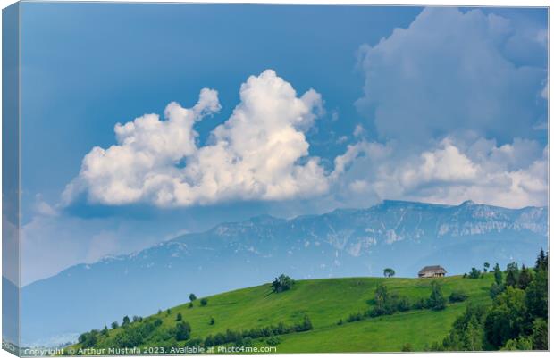 Panoramic view of a spring landscape in the  Bucegi mountains, R Canvas Print by Arthur Mustafa