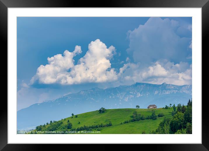 Panoramic view of a spring landscape in the  Bucegi mountains, R Framed Mounted Print by Arthur Mustafa