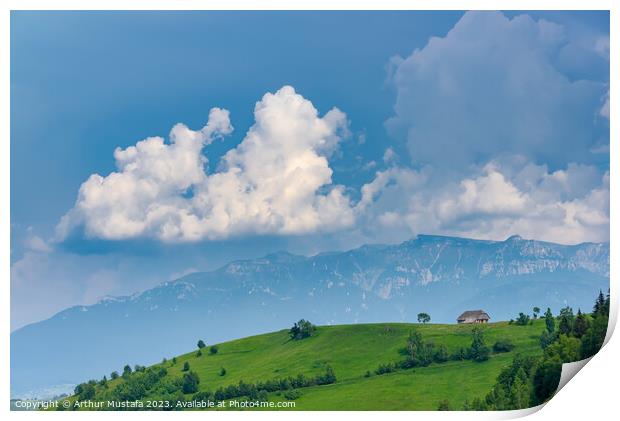 Panoramic view of a spring landscape in the  Bucegi mountains, R Print by Arthur Mustafa