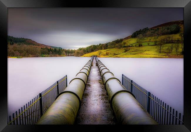 Ladybower Reservoir Water Pipes Framed Print by Tim Hill