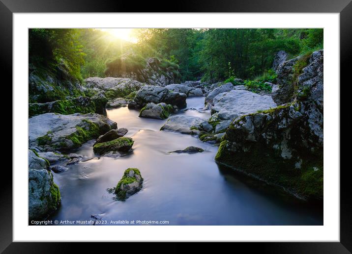 Long exposure nature scenery of a mountain stream Framed Mounted Print by Arthur Mustafa