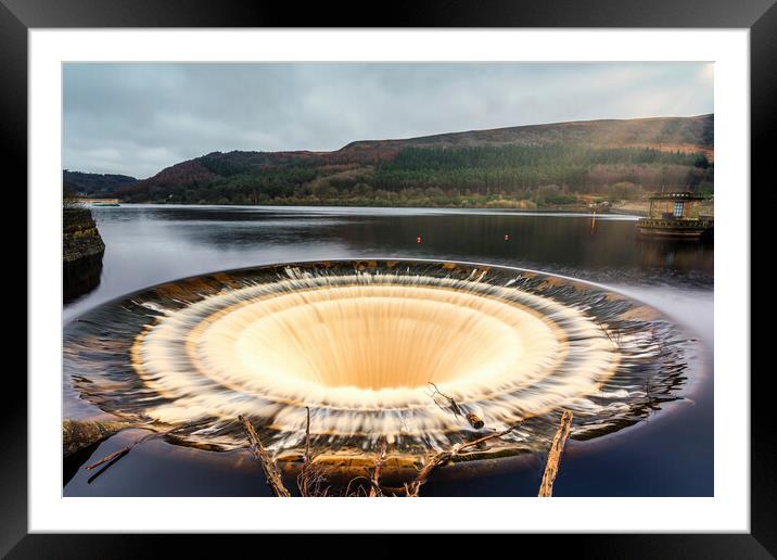 Bell mouth Overflow Plug Hole at Ladybower Reservoir Framed Mounted Print by Tim Hill