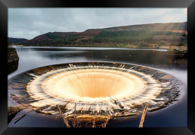 Bell mouth Overflow Plug Hole at Ladybower Reservoir Framed Print by Tim Hill