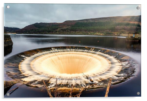 Bell mouth Overflow Plug Hole at Ladybower Reservoir Acrylic by Tim Hill