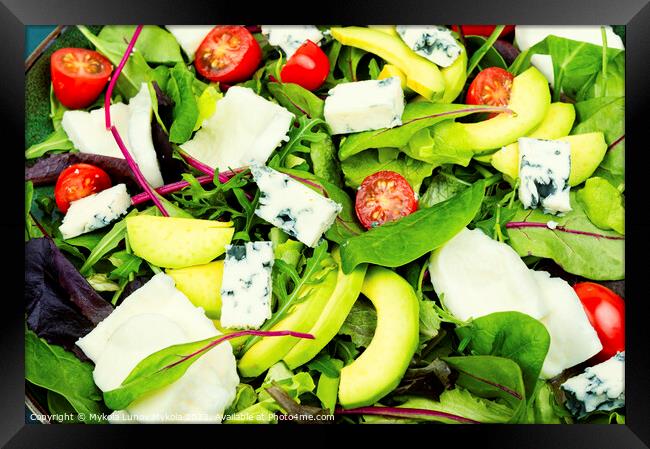 Vegetable delicious salad with greens and mozzarella Framed Print by Mykola Lunov Mykola
