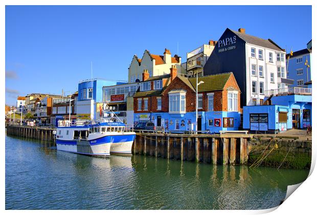 A Picturesque Morning at Bridlington Harbour Print by Steve Smith