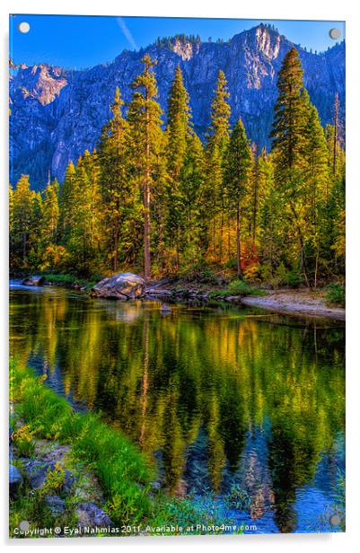 Reflections on the Merced river, Yosemite National Acrylic by Eyal Nahmias