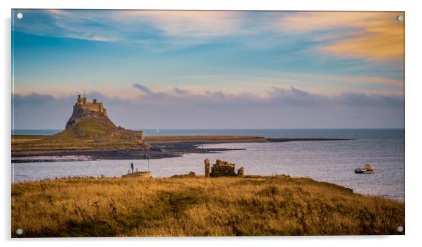 Mystical Lindisfarne Castle overlooking the Northu Acrylic by John Frid
