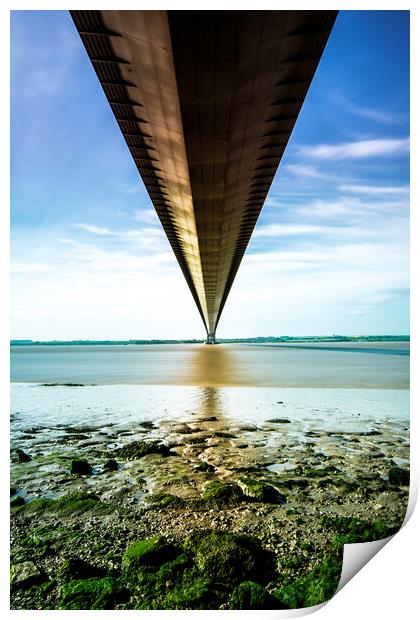 A Serene View of the Mighty Humber Bridge Print by Tim Hill