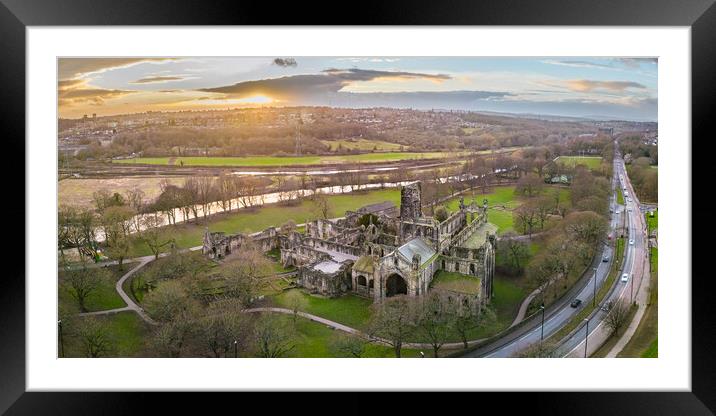 Kirkstall Abbey Sunset Framed Mounted Print by Apollo Aerial Photography