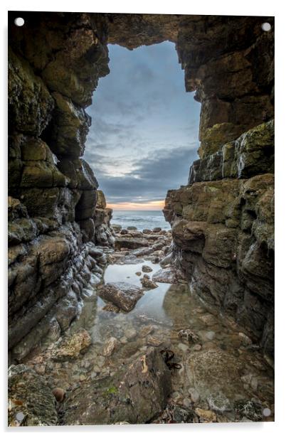 Rock Arch at Thornwick Bay Acrylic by Tim Hill