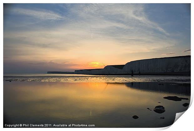 Sunset At Birling Gap Print by Phil Clements