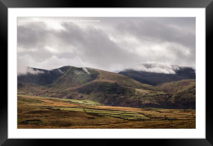 Moody Mountain Range Snowdonia Wales Framed Mounted Print by Pearl Bucknall