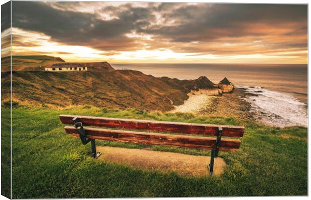 Memories of Thornwick Bay Bench Canvas Print by Tim Hill