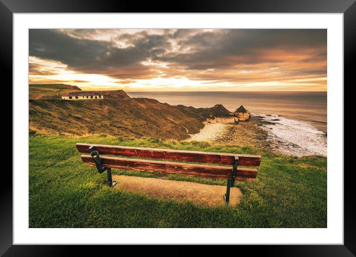 Memories of Thornwick Bay Bench Framed Mounted Print by Tim Hill