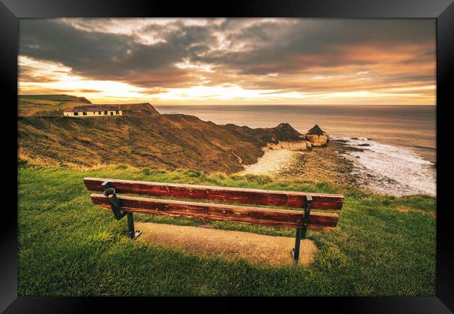 Memories of Thornwick Bay Bench Framed Print by Tim Hill