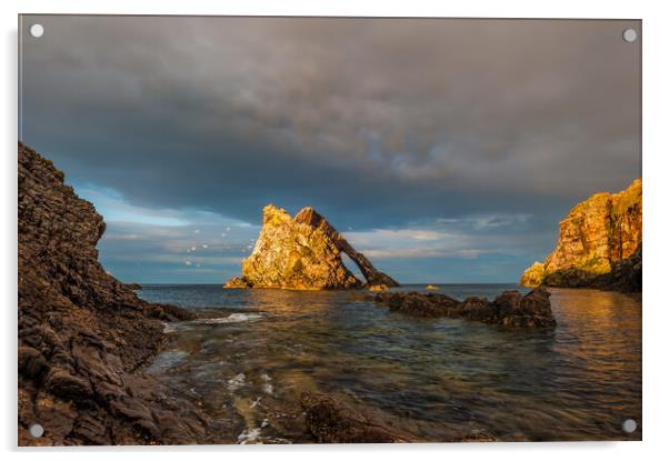 Bow Fiddle Rock at Sunset, Aberdeenshire, Scotland Acrylic by David Ross