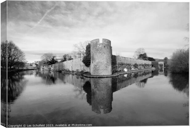 Wells bishop's palace moat Canvas Print by Les Schofield