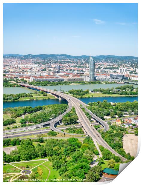Brigittenauer Bridge over Danube river in Vienna, Austria. Print by Cristi Croitoru