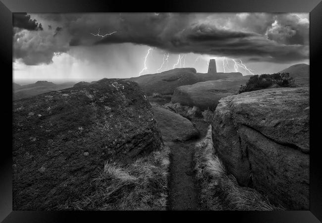 Lightning over Stanage Edge Framed Print by Tim Hill