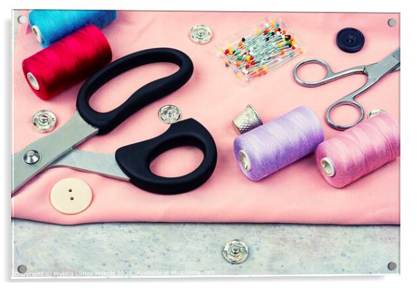 Sewing accessories and fabric Acrylic by Mykola Lunov Mykola