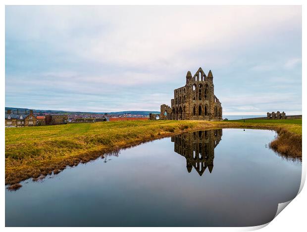 Whitby Abbey Reflections Print by Tim Hill