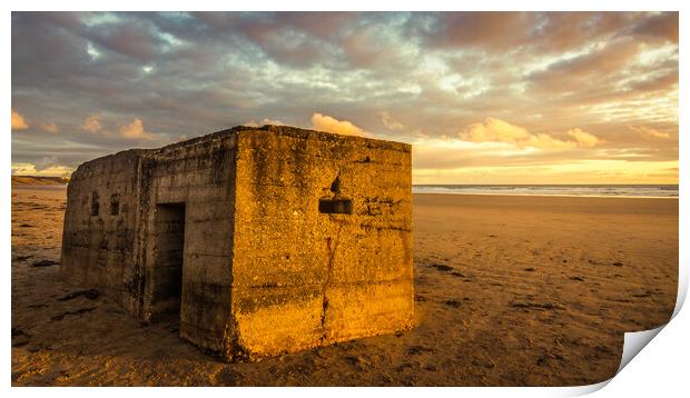 WW2 Pillbox Filey Beach Print by Tim Hill