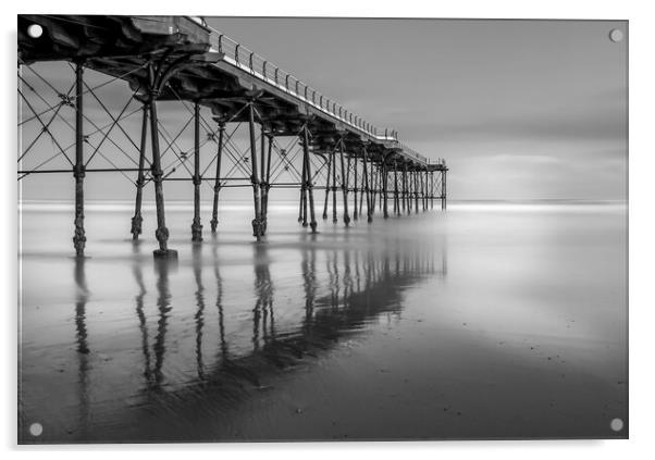 Saltburn Pier in Monochrome Acrylic by Tim Hill