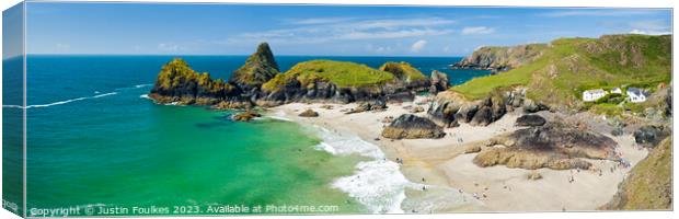 Kynance Cove Panorama, The Lizard, Cornwall Canvas Print by Justin Foulkes