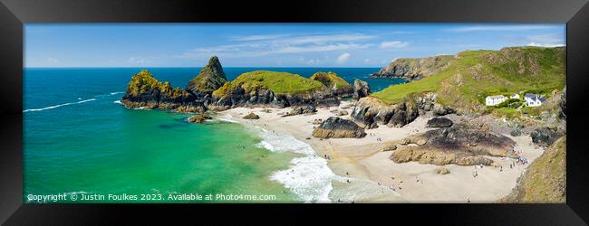 Kynance Cove Panorama, The Lizard, Cornwall Framed Print by Justin Foulkes