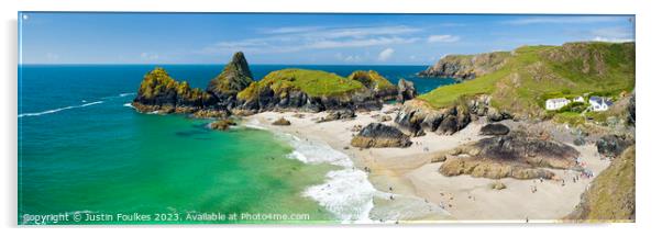 Kynance Cove Panorama, The Lizard, Cornwall Acrylic by Justin Foulkes