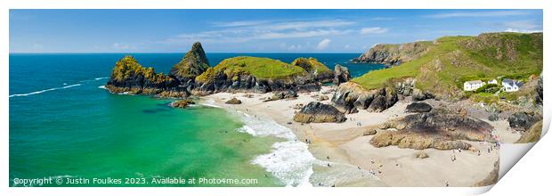 Kynance Cove Panorama, The Lizard, Cornwall Print by Justin Foulkes