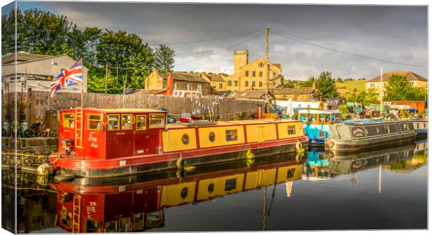 Narrow Boats on Mirfield Canal Canvas Print by Tim Hill