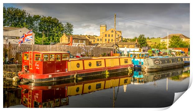 Narrow Boats on Mirfield Canal Print by Tim Hill