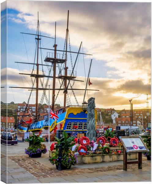 Whitby HMS Endeavour Canvas Print by Tim Hill