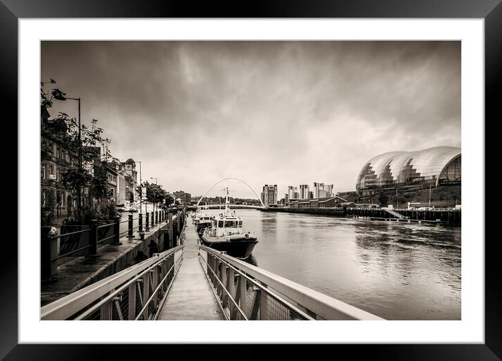 Newcastle Quayside Sepia Framed Mounted Print by Tim Hill